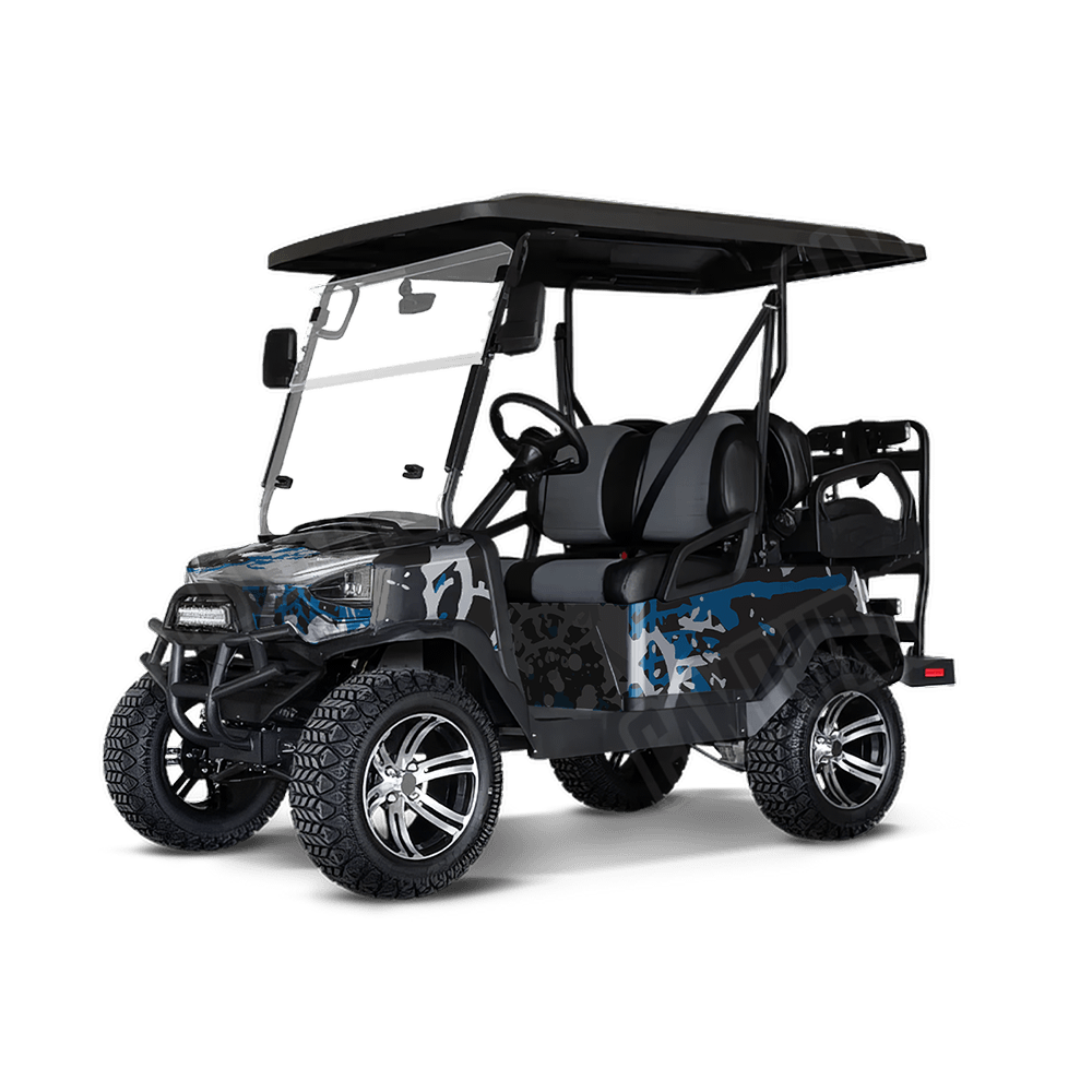 Tire Splatter Blue Tiger Golf Cart Camo Vinyl Wrap