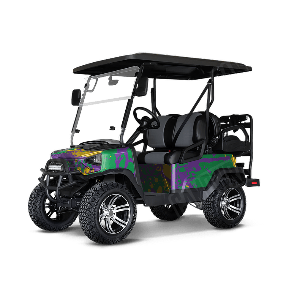 Tire Splatter Mardi Gras Golf Cart Camo Vinyl Wrap