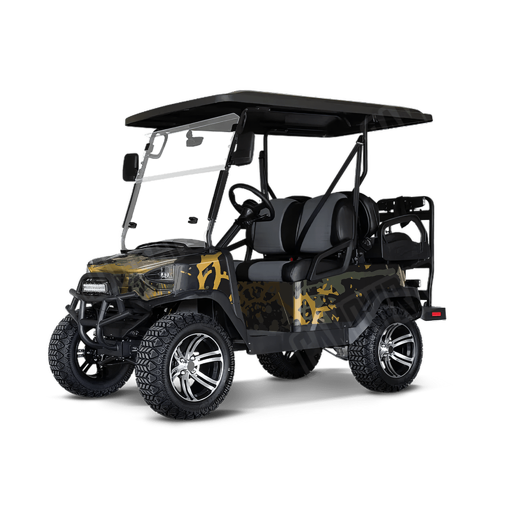Tire Splatter Militant Yellow Golf Cart Camo Vinyl Wrap