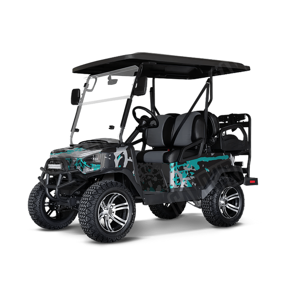 Tire Splatter Tiffany Blue Tiger Golf Cart Camo Vinyl Wrap