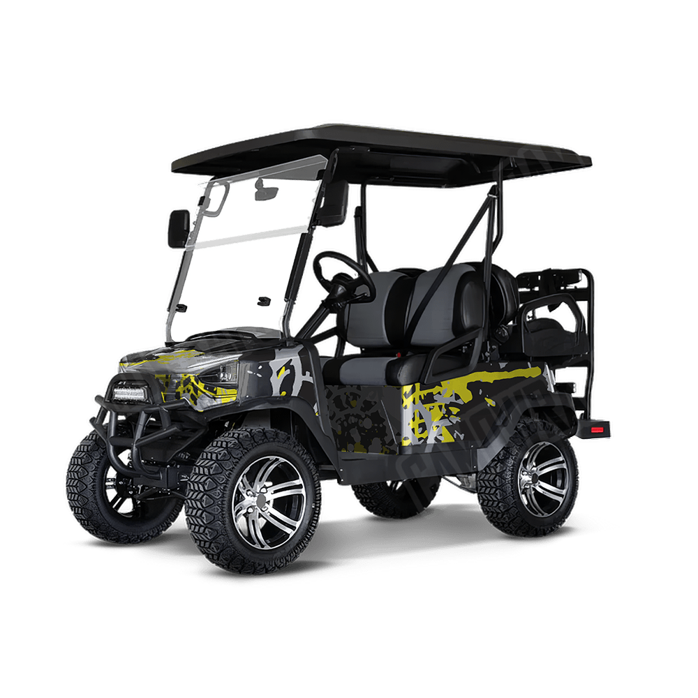 Tire Splatter Yellow Tiger Golf Cart Camo Vinyl Wrap