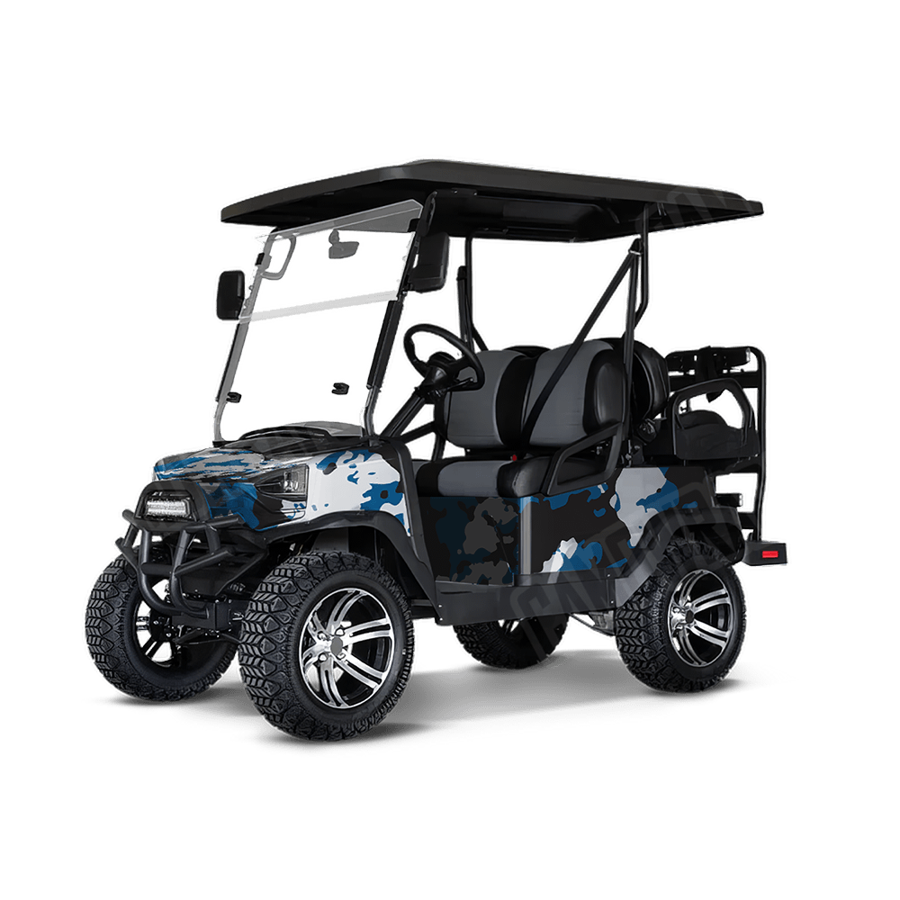 Treetop Blue Tiger Golf Cart Camo Vinyl Wrap