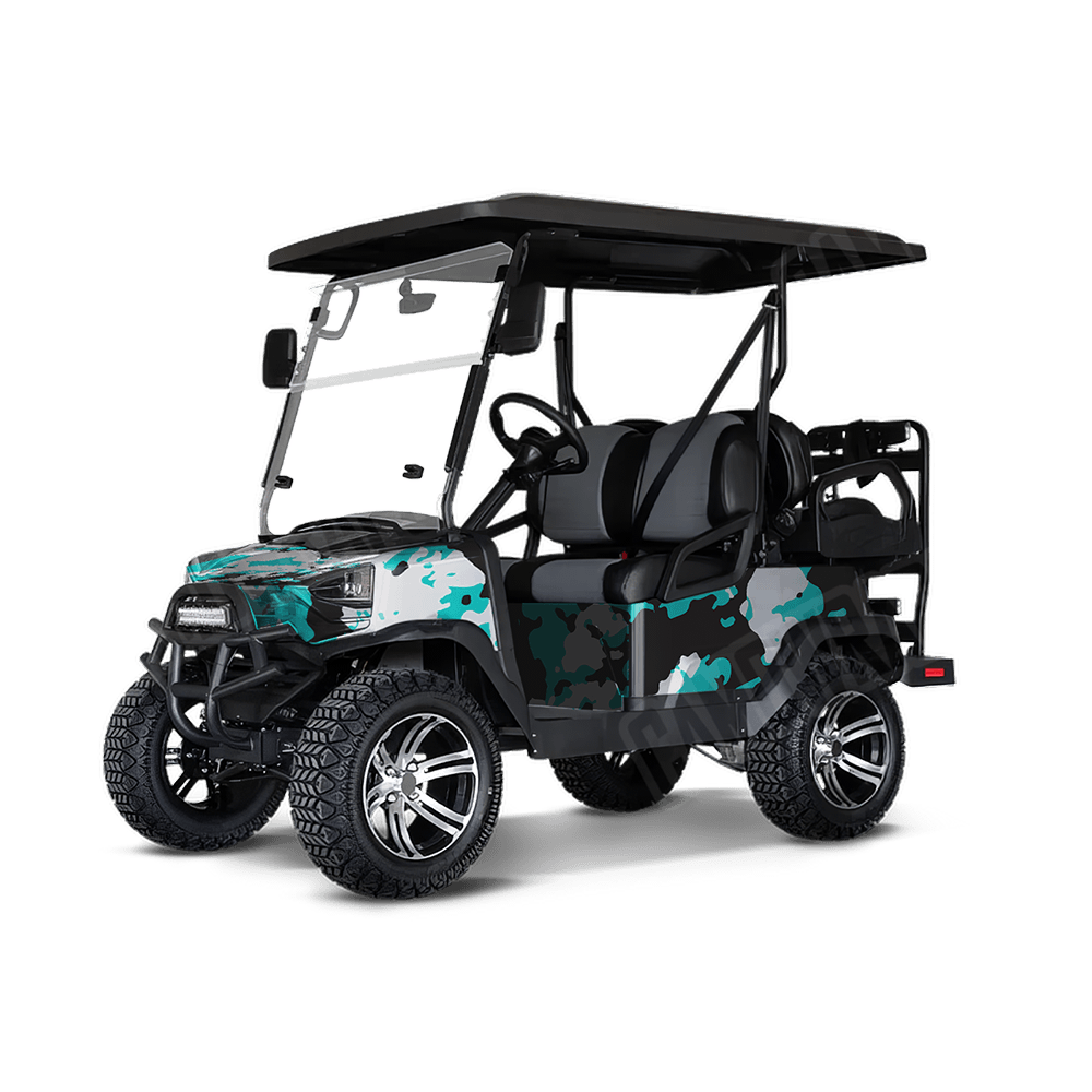 Treetop Tiffany Blue Tiger Golf Cart Camo Vinyl Wrap