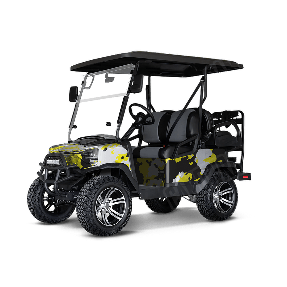 Treetop Yellow Tiger Golf Cart Camo Vinyl Wrap