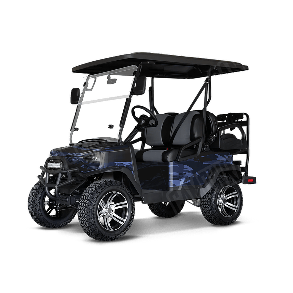Vietnam Tiger Stripe Blue Midnight Golf Cart Camo Vinyl Wrap