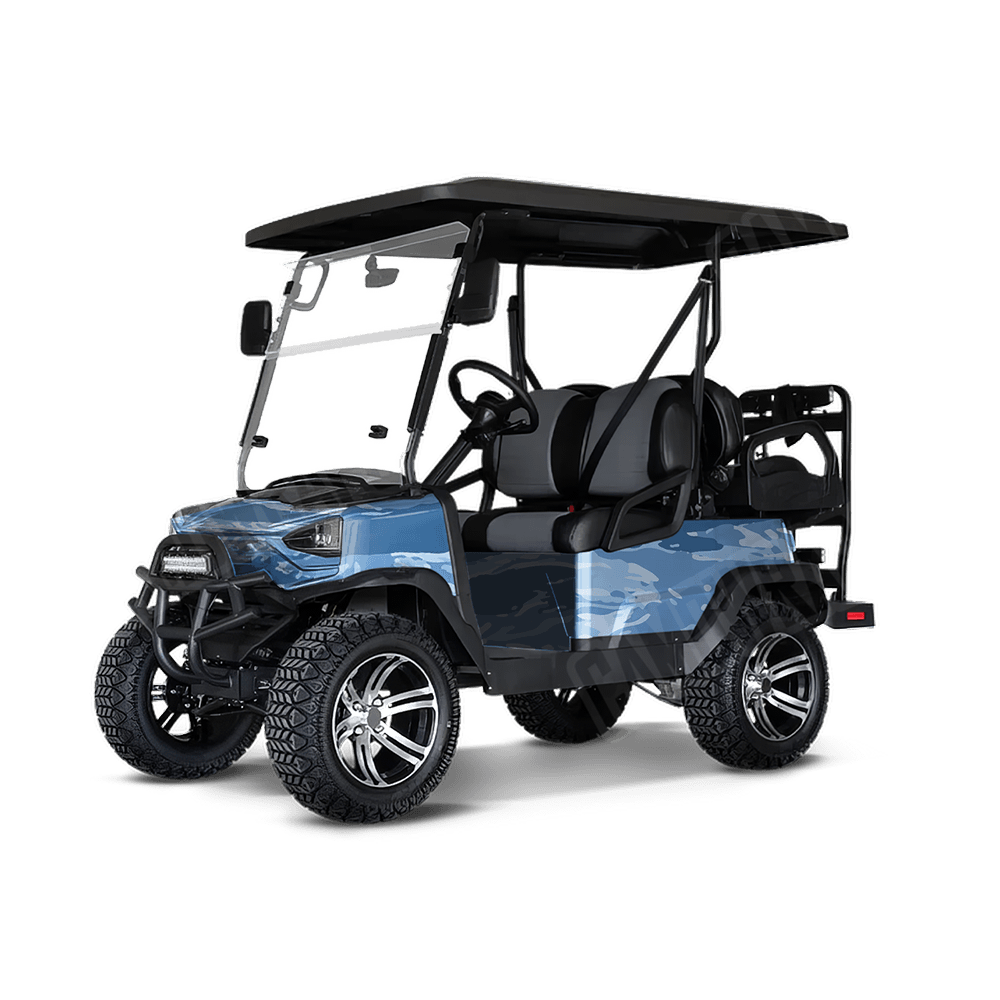 Vietnam Tiger Stripe Cool Blue Golf Cart Camo Vinyl Wrap