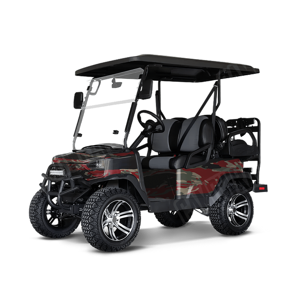 Vietnam Tiger Stripe Militant Red Golf Cart Camo Vinyl Wrap