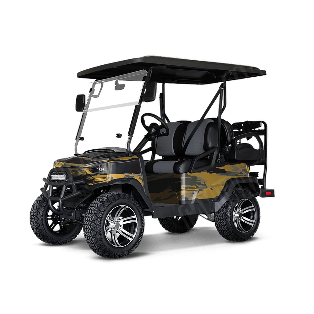Vietnam Tiger Stripe Militant Yellow Golf Cart Camo Vinyl Wrap