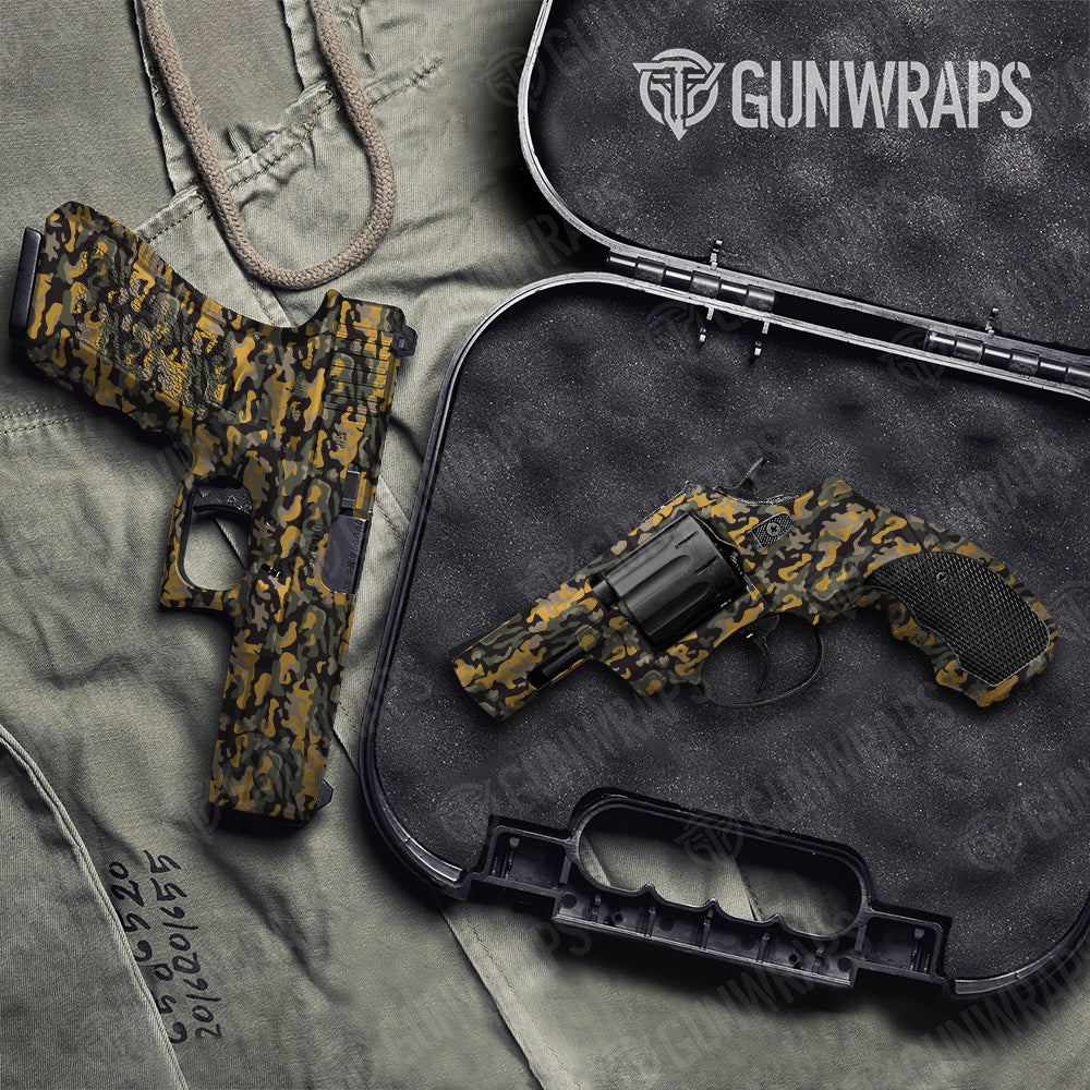 Handgun Classic Militant Yellow Camo Gun Skin Vinyl Wrap