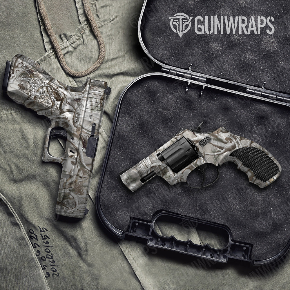 Handgun Nature Lifeless Snow Woods Buck Skull Camo Gun Skin Vinyl Wrap