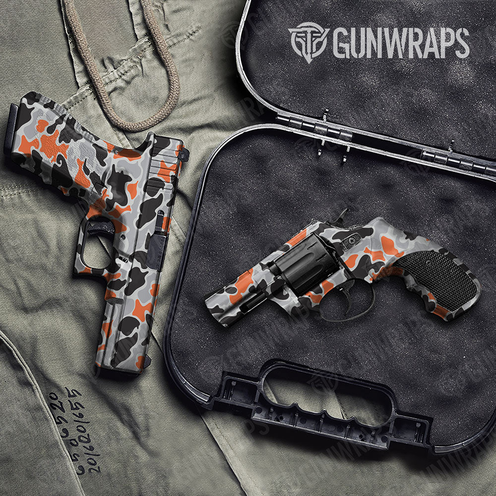 Old School Duck Orange Tiger Handgun Gun Skin Vinyl Wraps