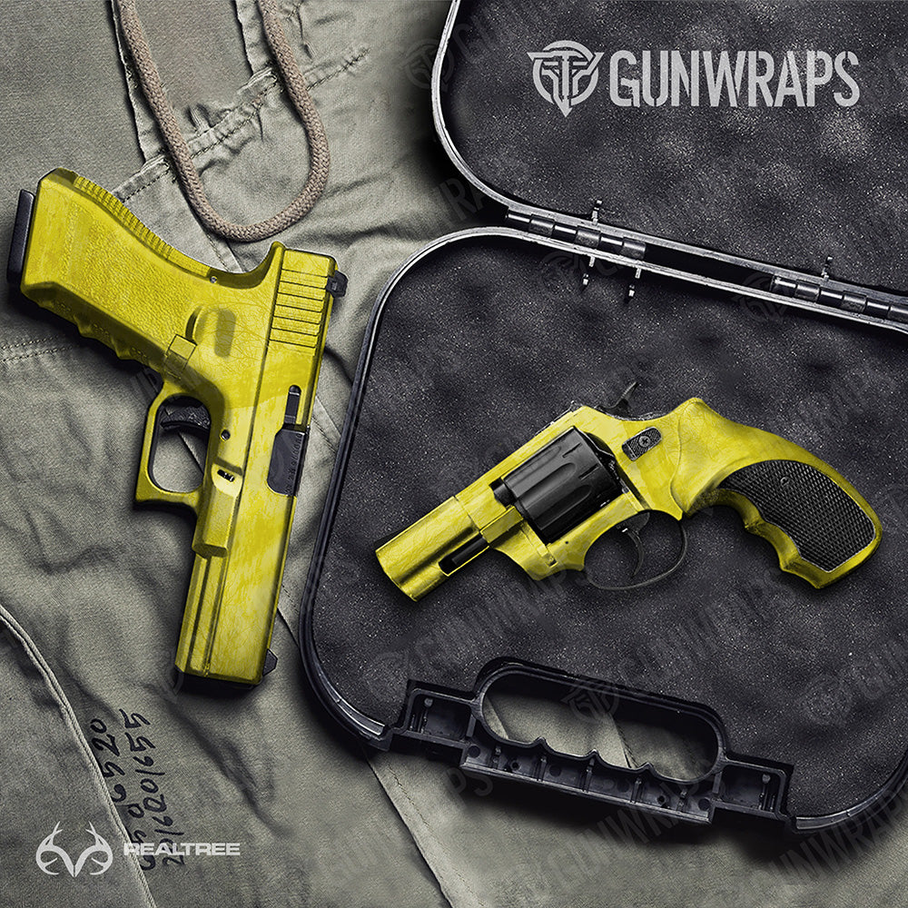Handgun Realtree Fishing Yellow Camo Gun Skin Vinyl Wrap