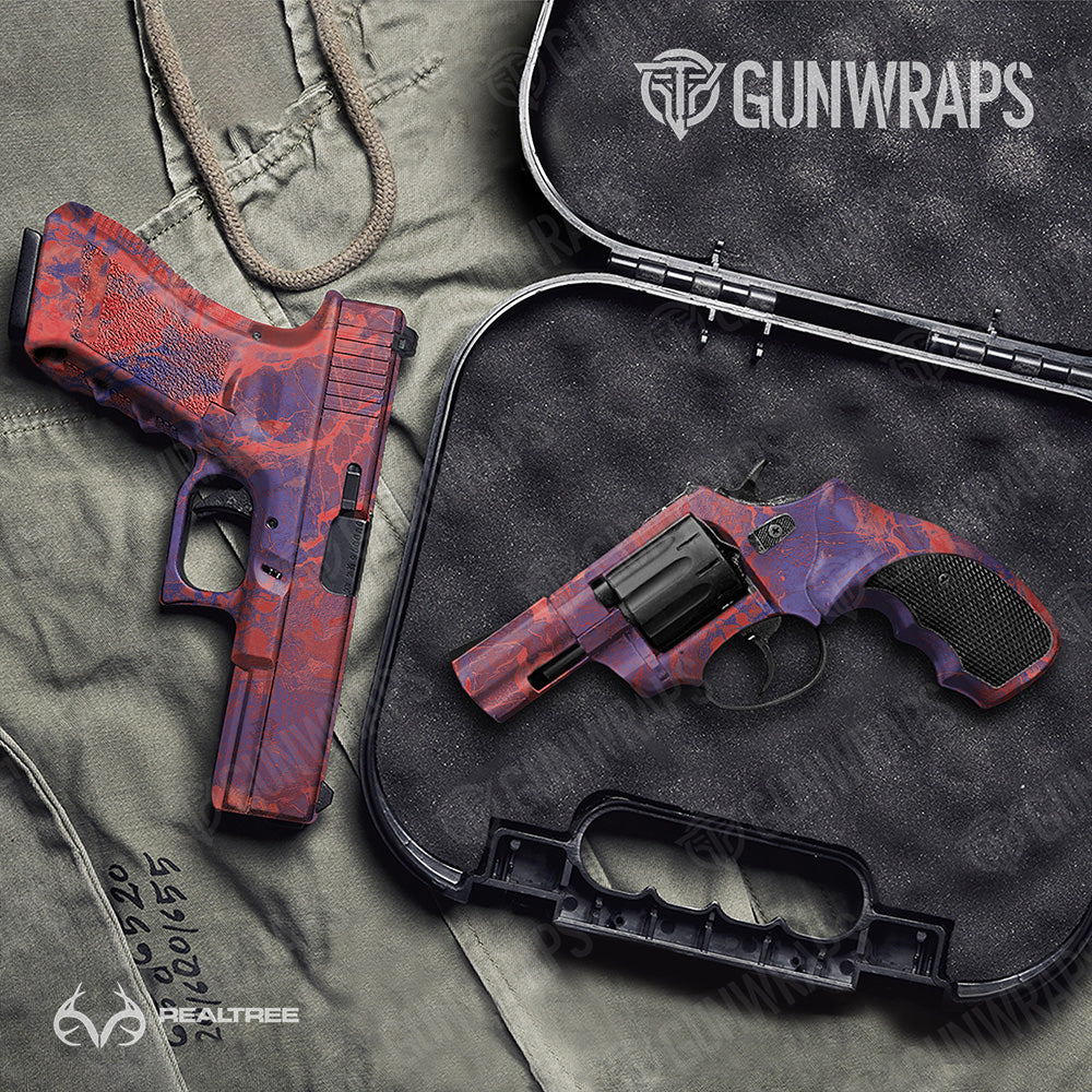 Handgun Realtree WAV3 Red Blue Camo Gun Skin Vinyl Wrap