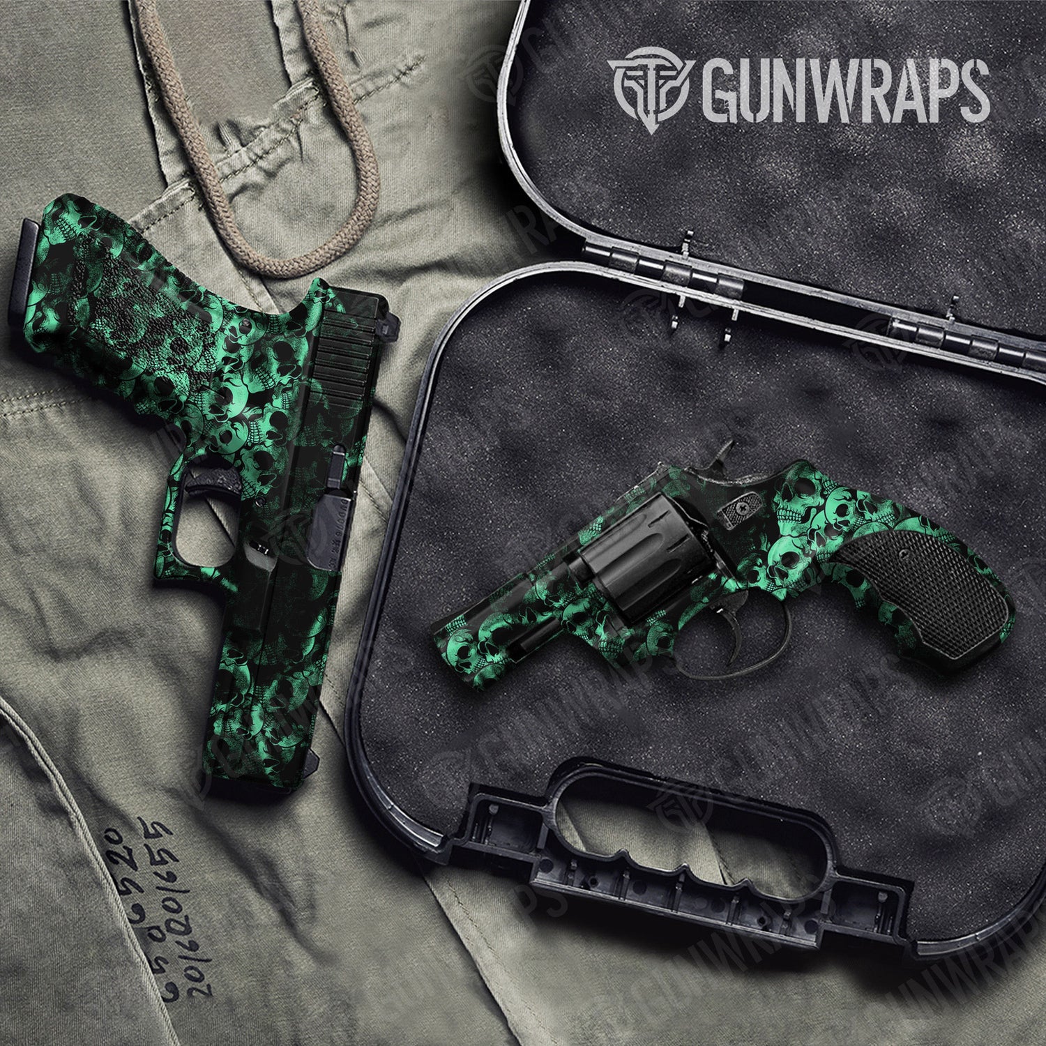 Skull Aquamarine Handgun Gun Skin Vinyl Wraps
