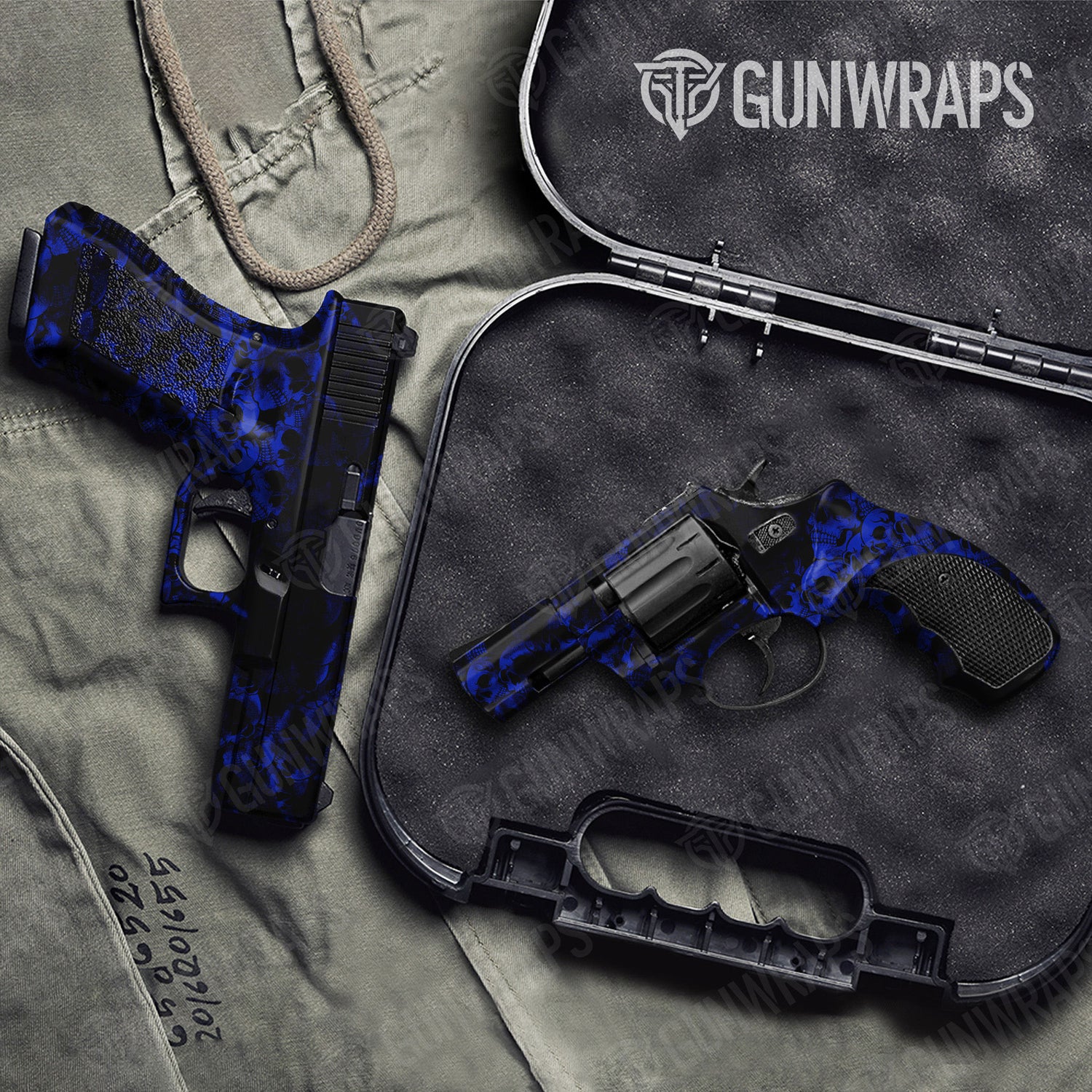 Skull Blue Handgun Gun Skin Vinyl Wraps