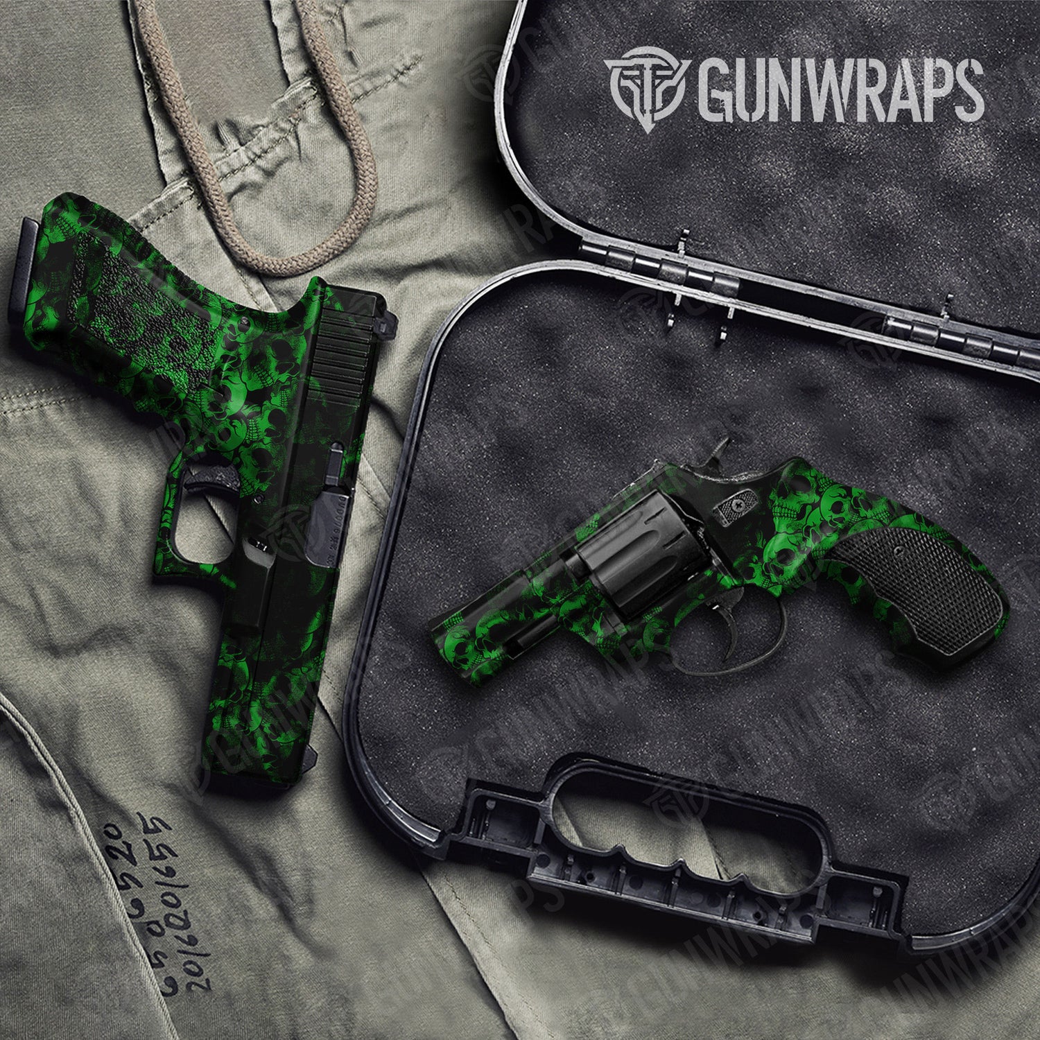 Skull Green Handgun Gun Skin Vinyl Wraps