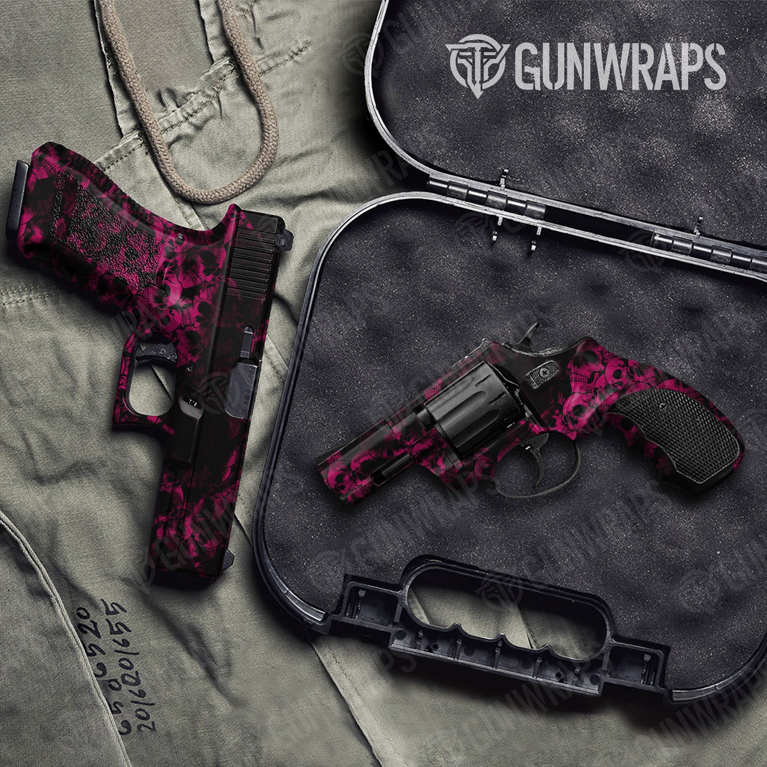 Skull Magenta Handgun Gun Skin Vinyl Wraps