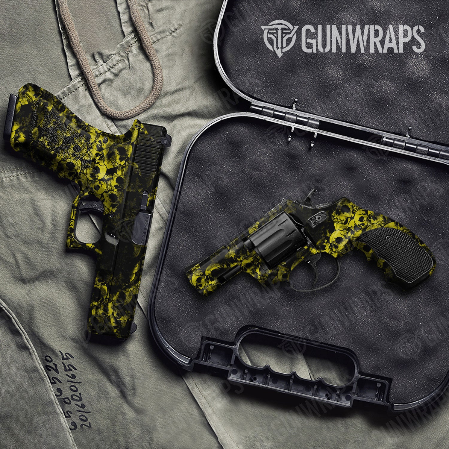 Skull Yellow Handgun Gun Skin Vinyl Wraps