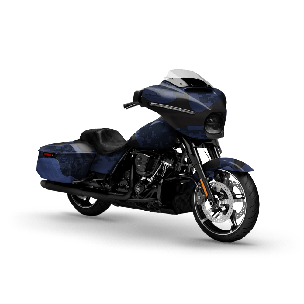 Compound Blue Midnight Motorcycle Camo Vinyl Wrap
