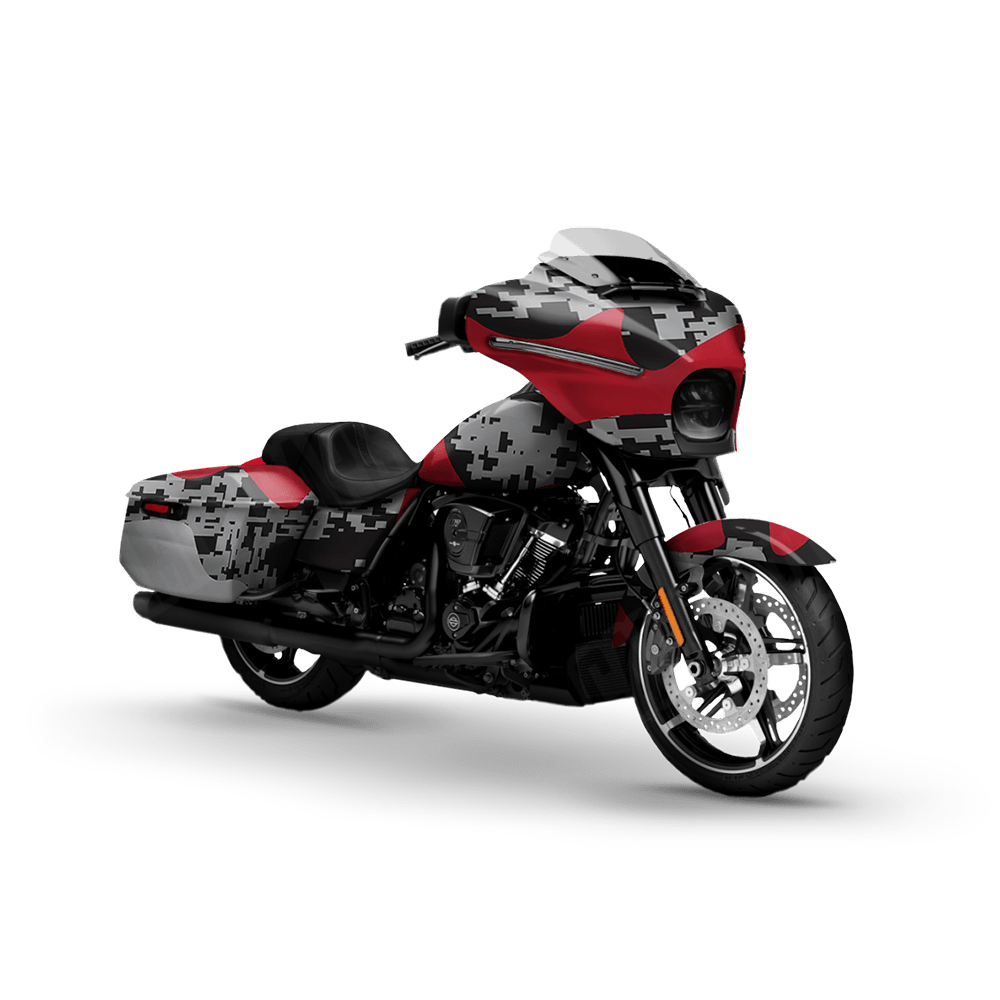 Compound Red Tiger Motorcycle Camo Vinyl Wrap
