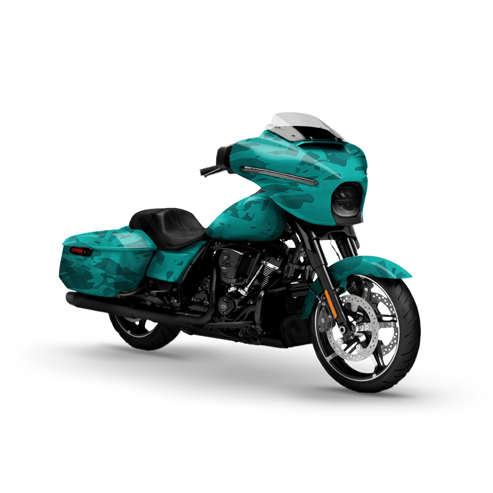 Crystal Elite Tiffany Blue Motorcycle Camo Vinyl Wrap