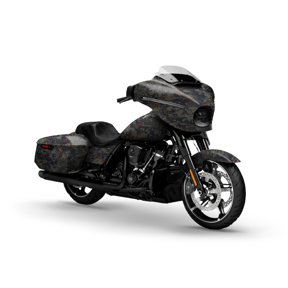 Digital Blue Copper Motorcycle Camo Vinyl Wrap