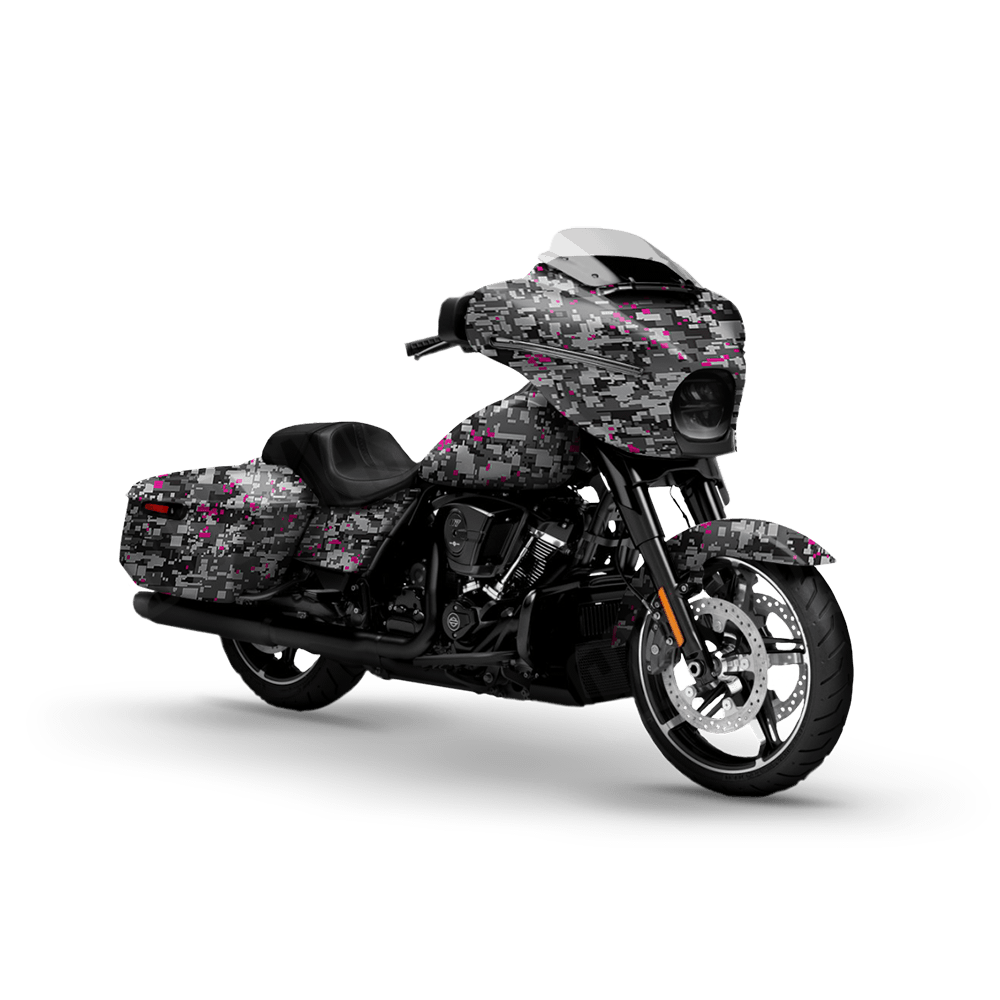 Digital Urban Magenta Motorcycle Camo Vinyl Wrap