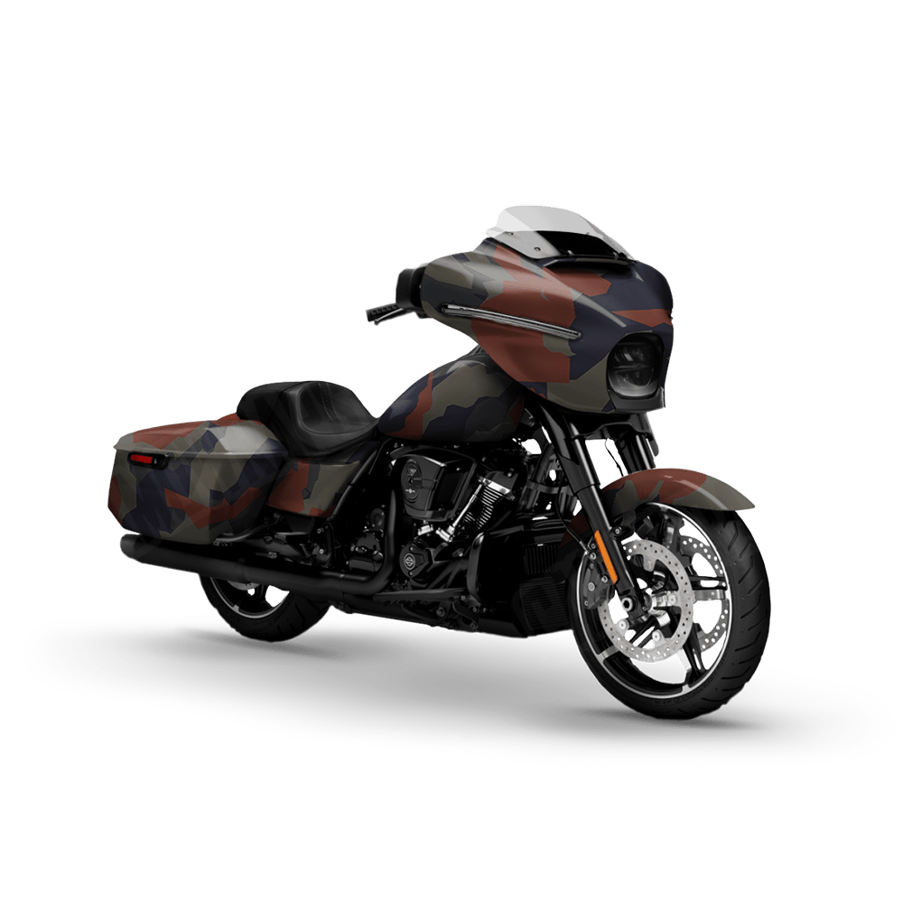 Erratic Blue Copper Motorcycle Camo Vinyl Wrap