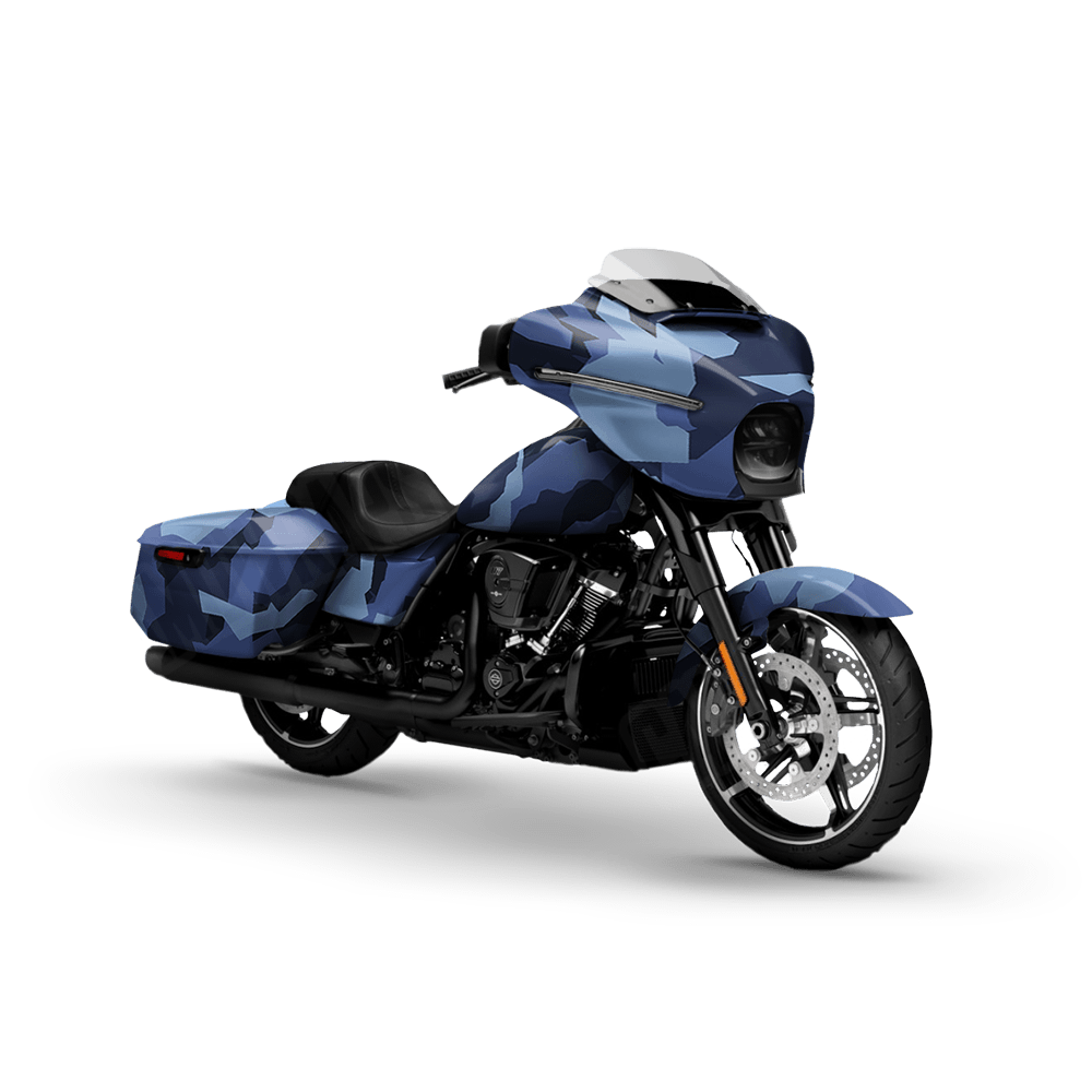 Erratic Blue Urban Night Motorcycle Camo Vinyl Wrap