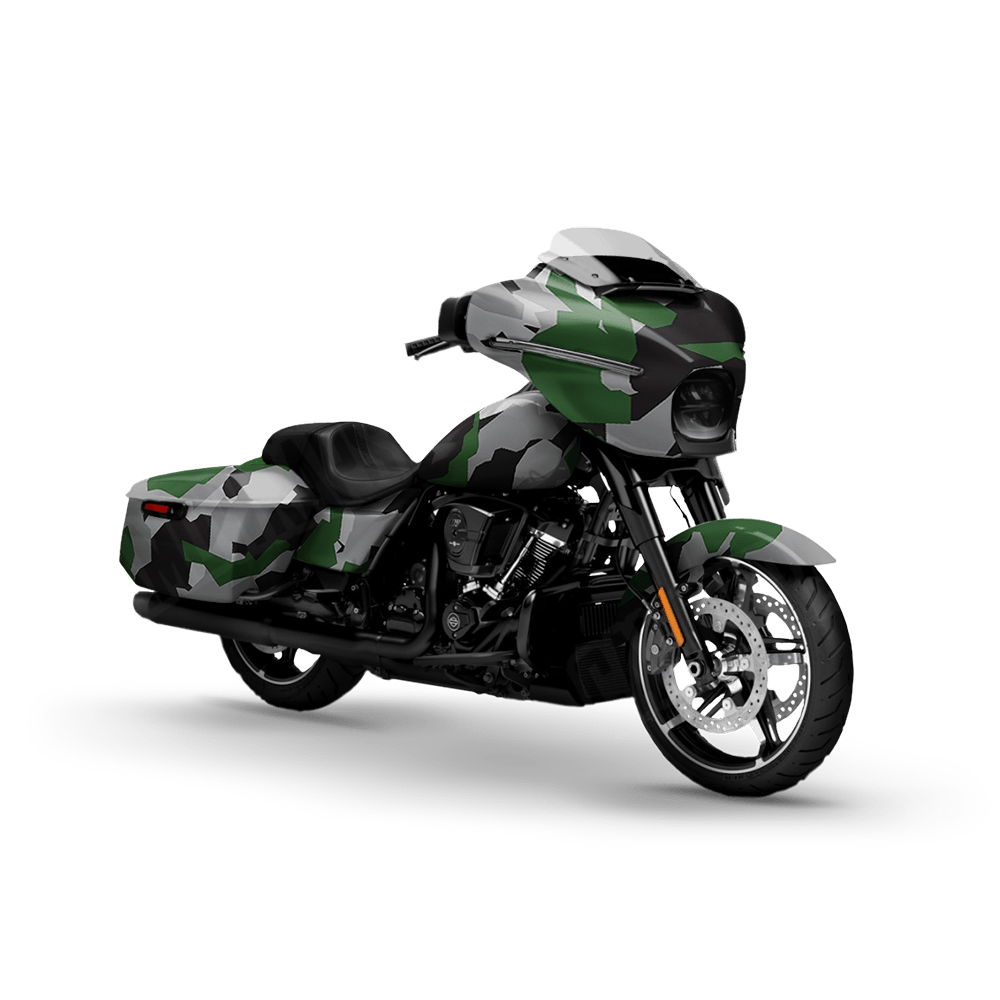 Erratic Green Tiger Motorcycle Camo Vinyl Wrap
