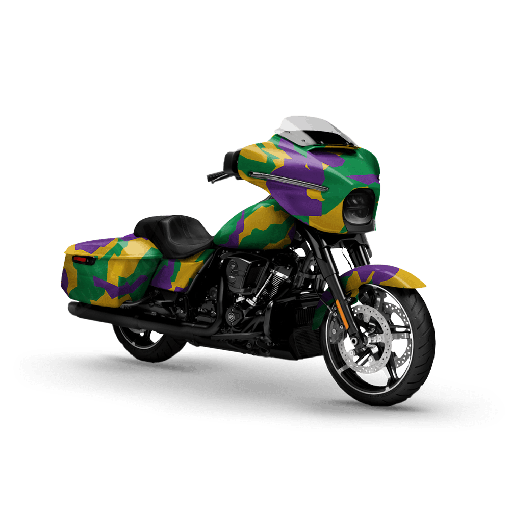 Erratic Mardi Gras Motorcycle Camo Vinyl Wrap
