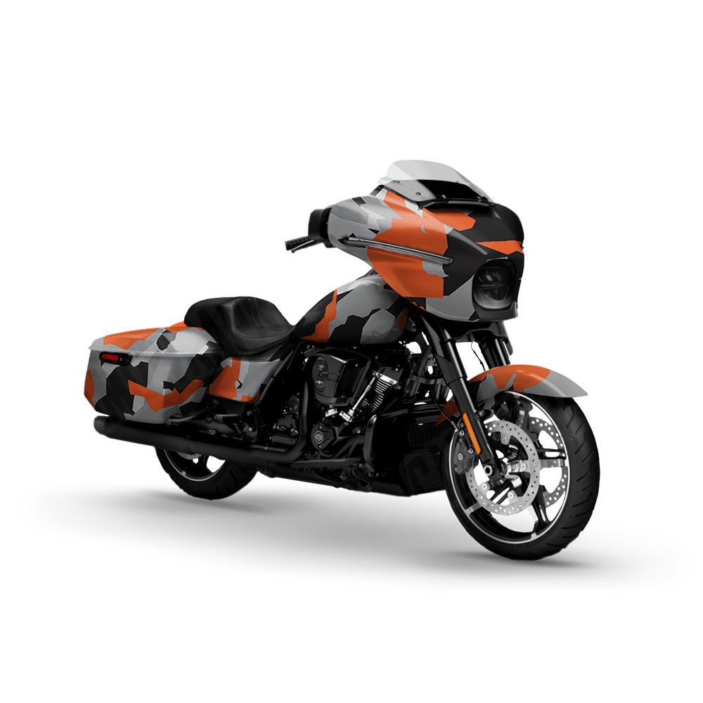 Erratic Orange Tiger Motorcycle Camo Vinyl Wrap