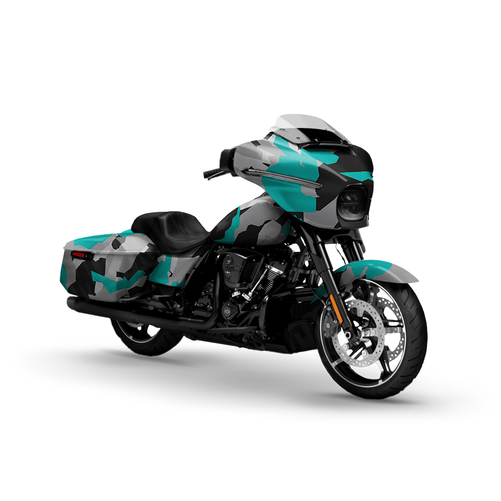 Erratic Tiffany Blue Tiger Motorcycle Camo Vinyl Wrap