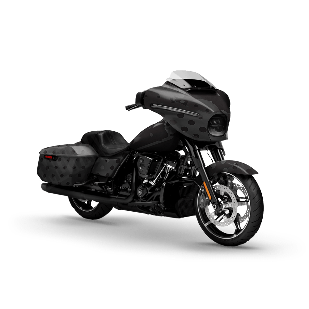 Halftone Splatter Elite Black Motorcycle Camo Vinyl Wrap