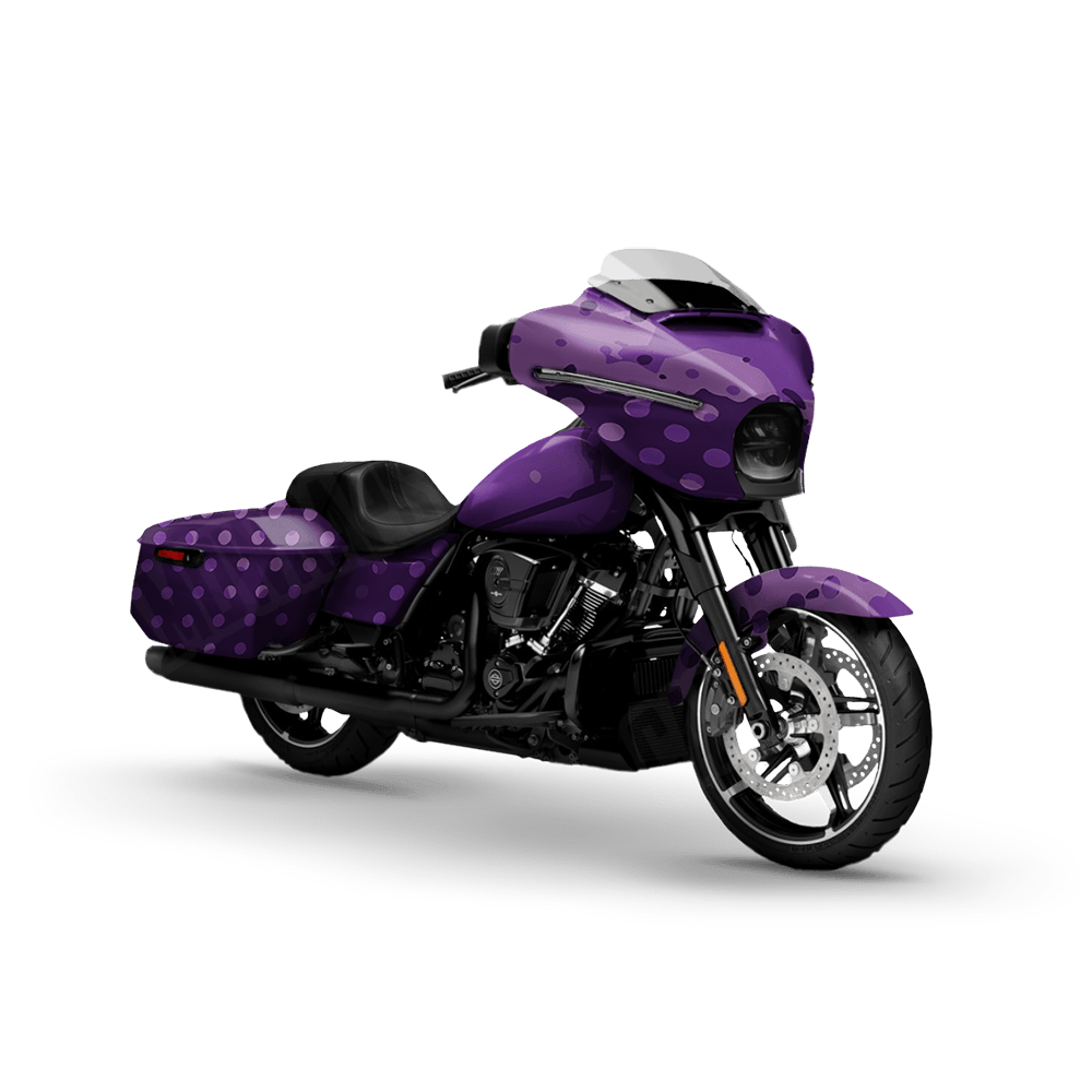 Halftone Splatter Elite Purple Motorcycle Camo Vinyl Wrap