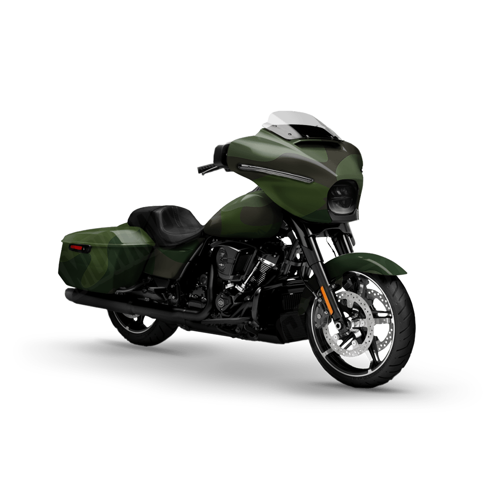 Jumbo Classic Army Dark Green Motorcycle Camo Vinyl Wrap
