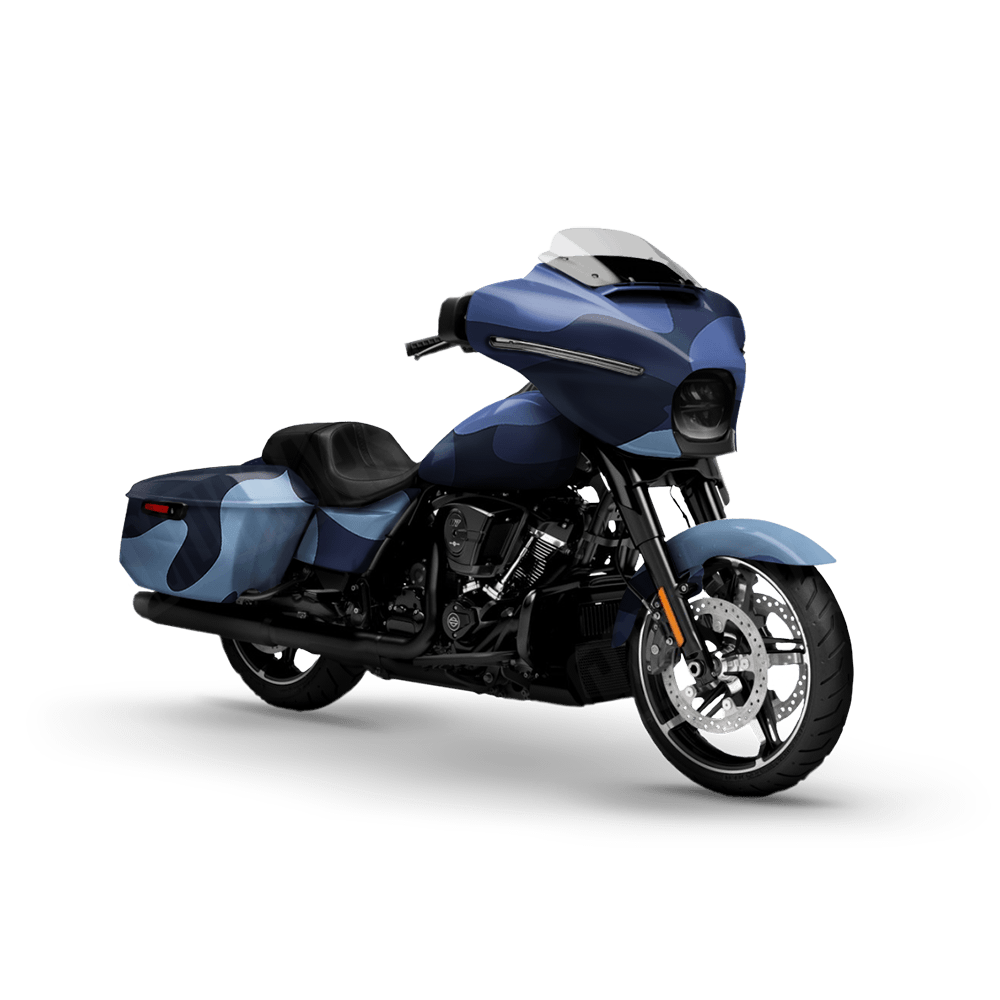 Jumbo Classic Blue Urban Night Motorcycle Camo Vinyl Wrap