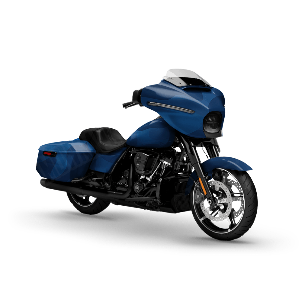 Jumbo Classic Elite Blue Motorcycle Camo Vinyl Wrap