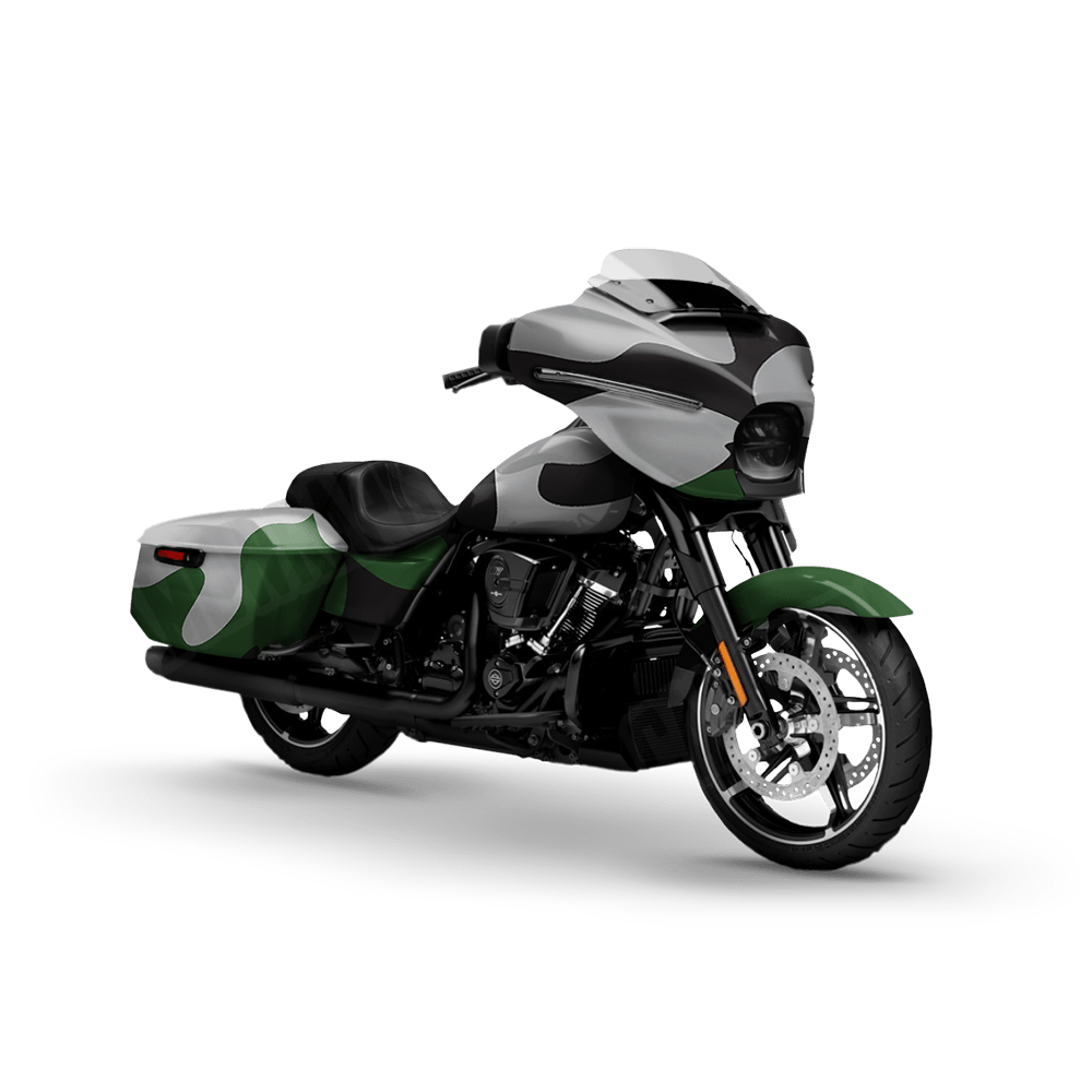 Jumbo Classic Green Tiger Motorcycle Camo Vinyl Wrap