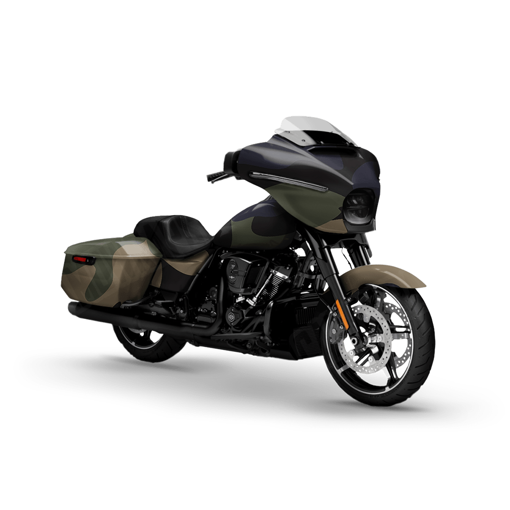 Jumbo Classic Militant Blue Motorcycle Camo Vinyl Wrap