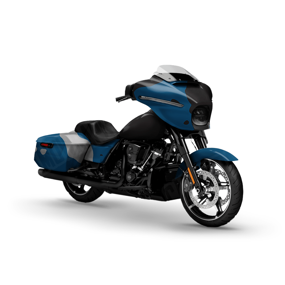 Jumbo Cumulus Blue Tiger Motorcycle Camo Vinyl Wrap