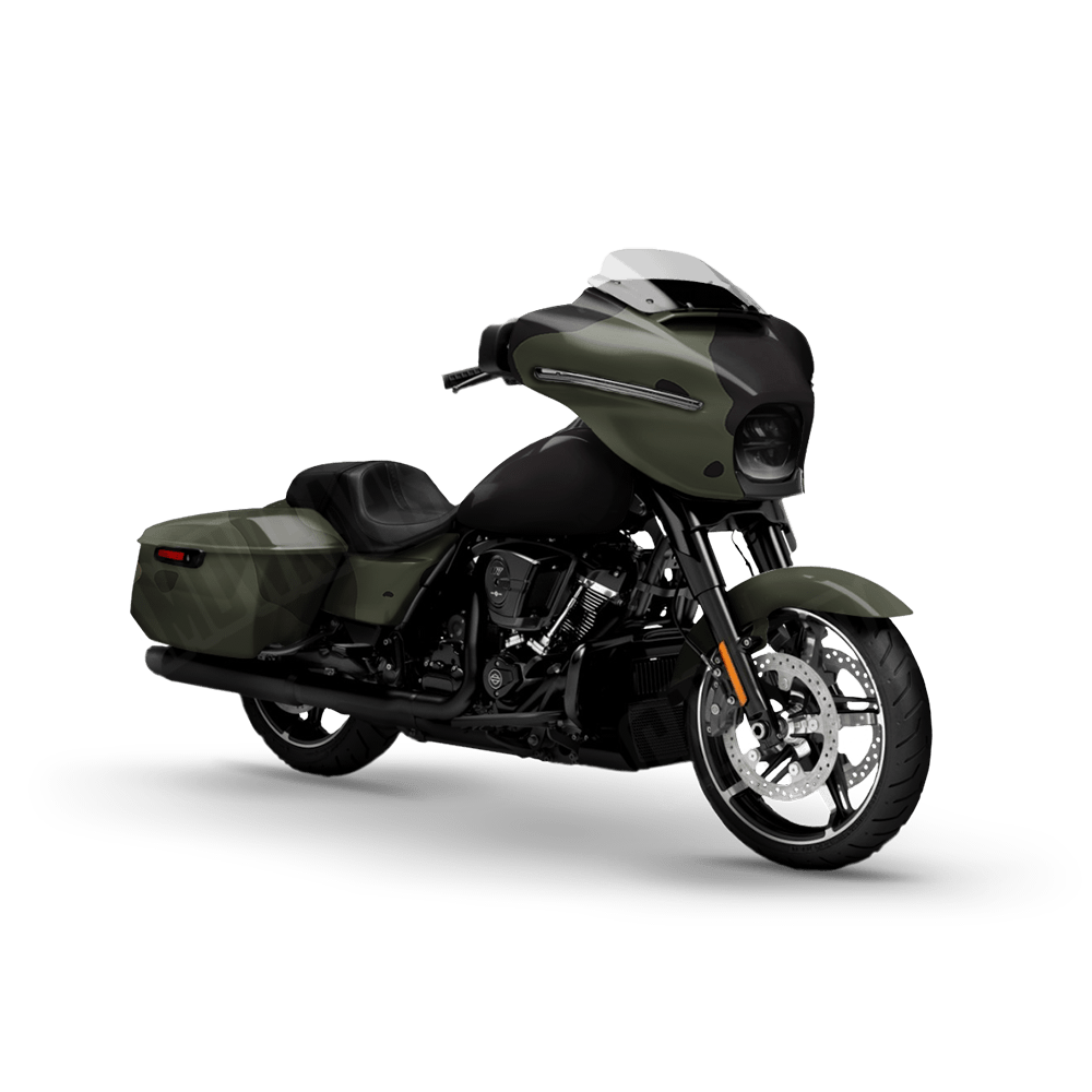 Jumbo Cumulus Militant Green Motorcycle Camo Vinyl Wrap