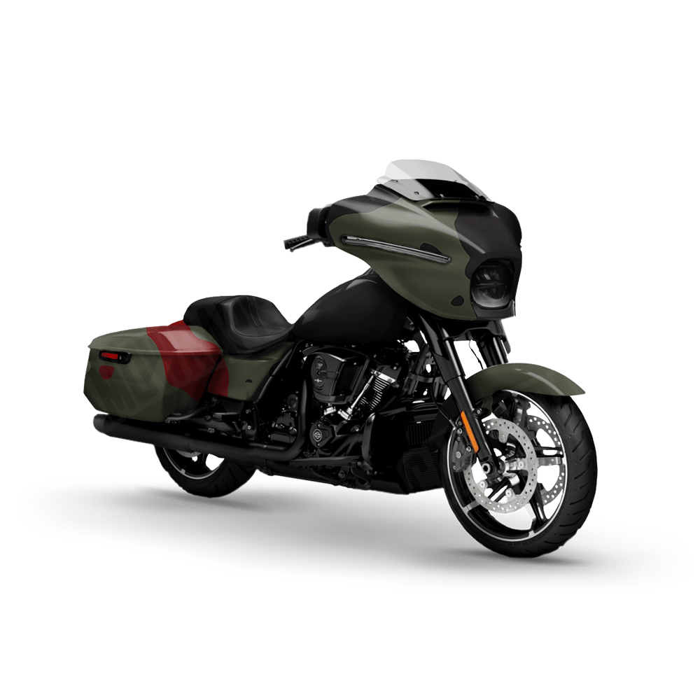 Jumbo Cumulus Militant Red Motorcycle Camo Vinyl Wrap