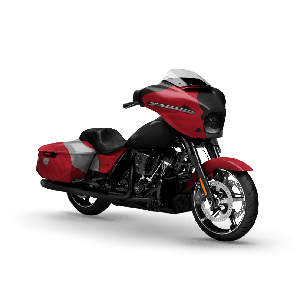 Jumbo Cumulus Red Tiger Motorcycle Camo Vinyl Wrap