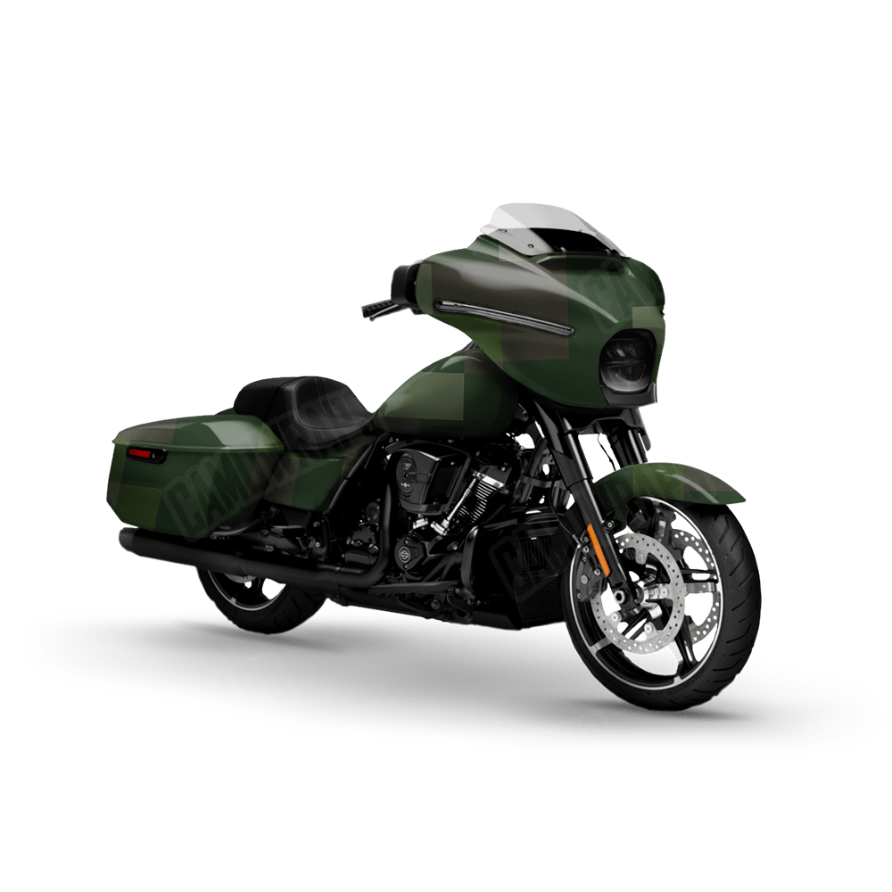 Pixel Army Dark Green Motorcycle Wraps