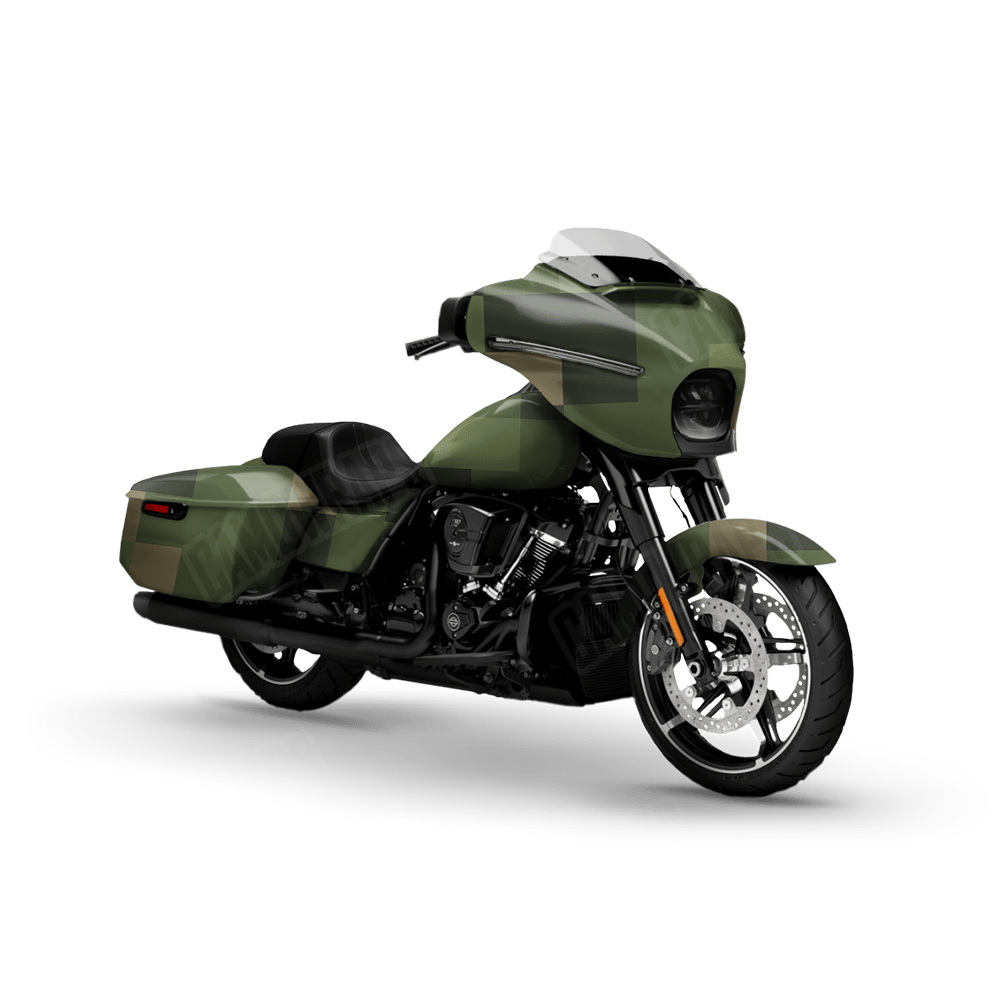 Pixel Army Green Motorcycle Wraps