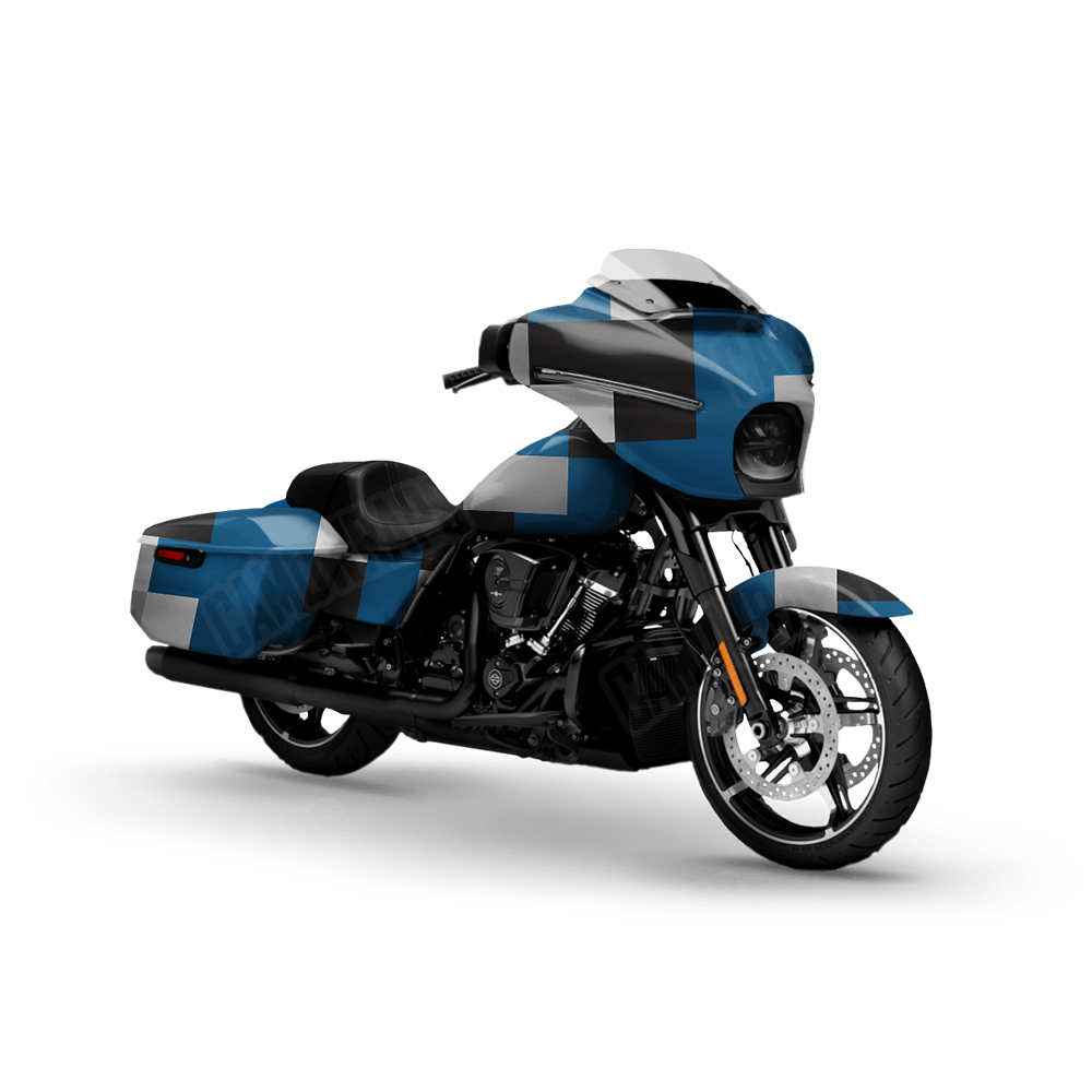 Pixel Blue Tiger Motorcycle Wraps