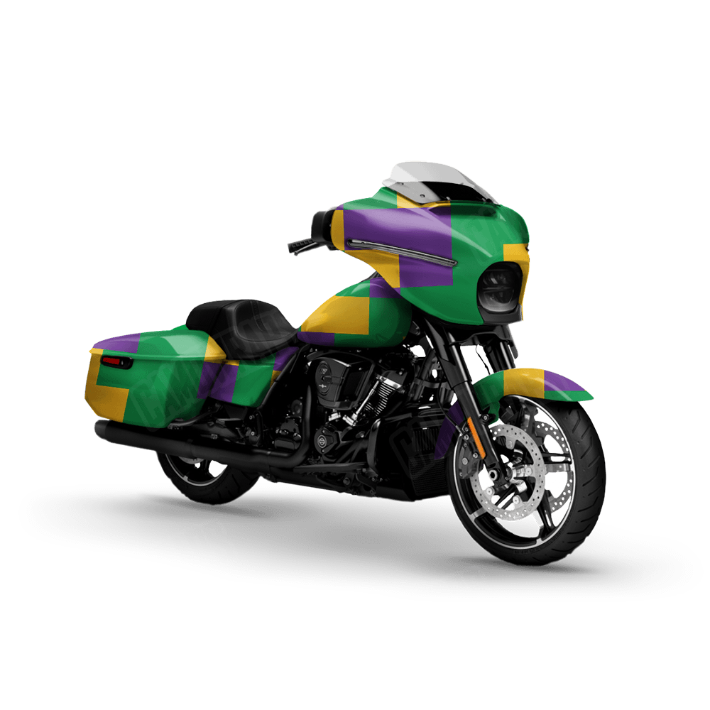 Pixel Mardi Gras Motorcycle Wraps