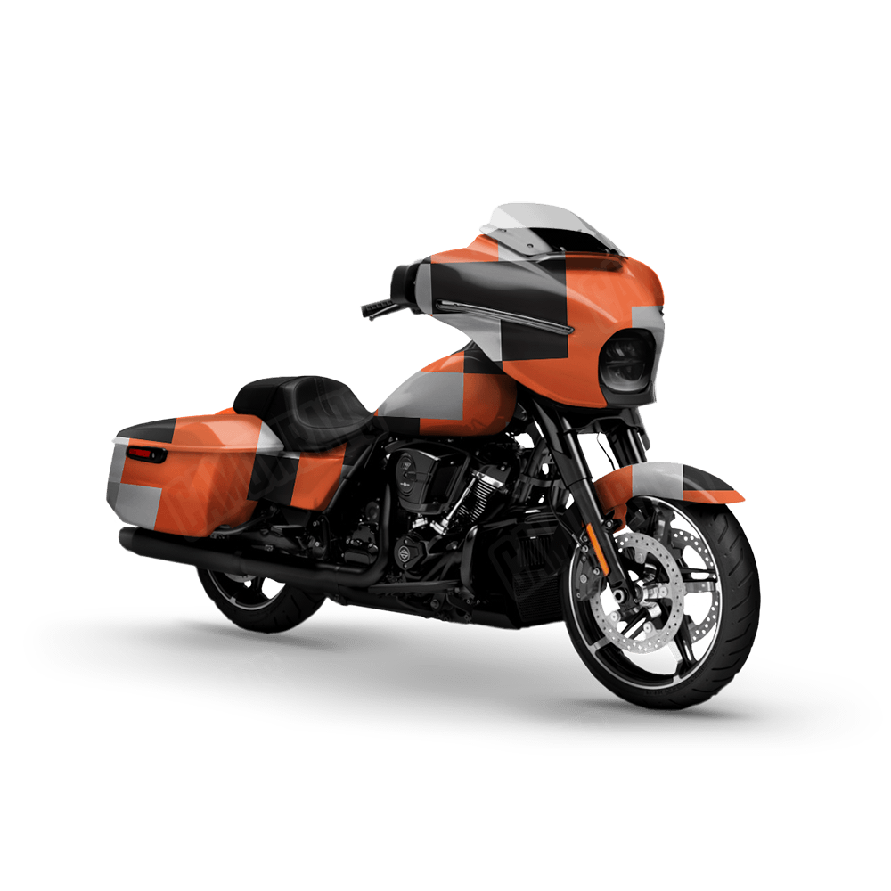 Pixel Orange Tiger Motorcycle Wraps