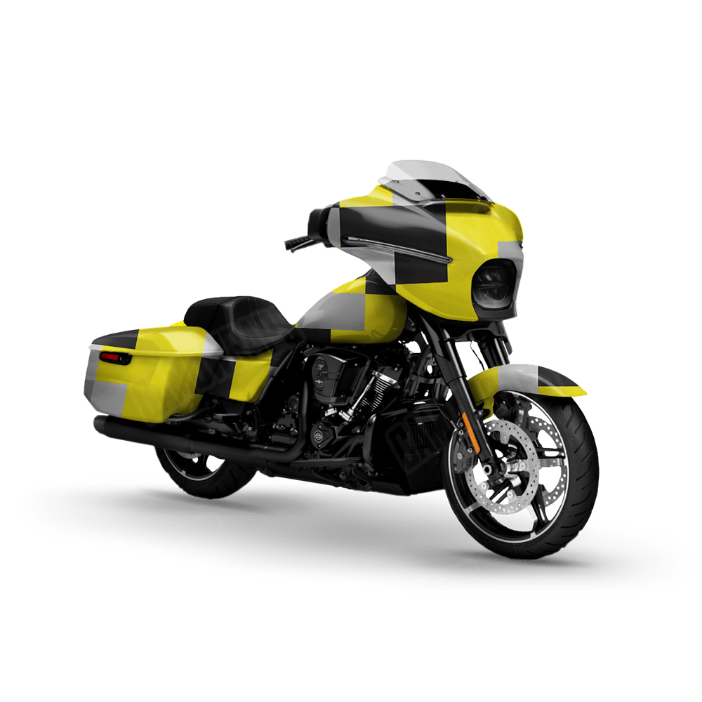 Pixel Yellow Tiger Motorcycle Wraps